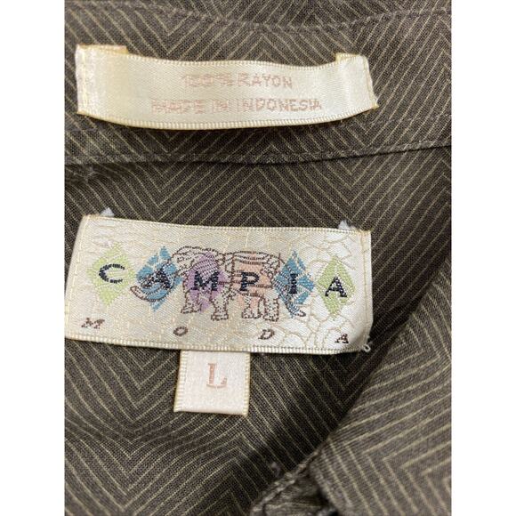 Campia Moda Shirt Mens Large Hawaiian Palm Trees Short Sleeve Button Down Rayon - Picture 6 of 13